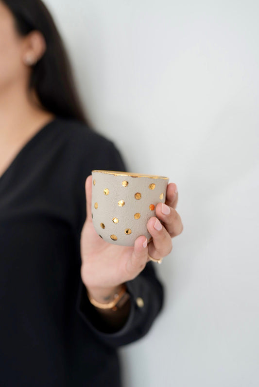 Dot Cup (beige/gold) - Large