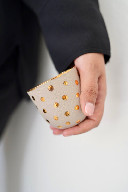 Dot Cup (beige/gold) - Large